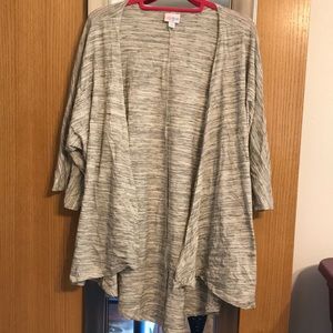 Grey & white LuLaRoe Lindsay - open front cardigan medium